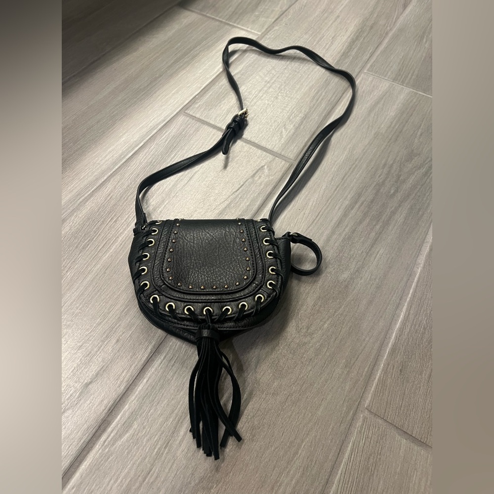 Black With Gold Hardware Tassel Crossbody